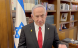 Prime Minister Benjamin Netanyahu during a video statement on June 26, 2025. (Screen capture/X)